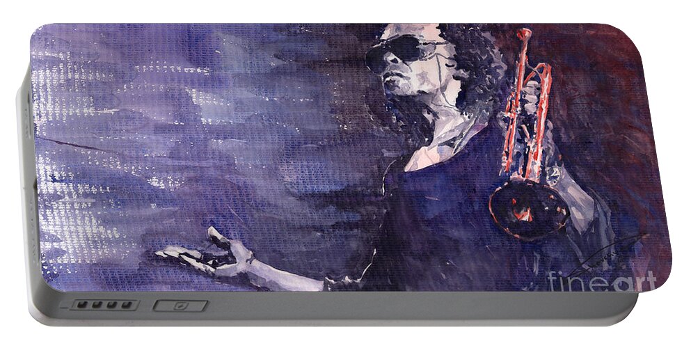 Jazz Portable Battery Charger featuring the painting Jazz Miles Davis #3 by Yuriy Shevchuk