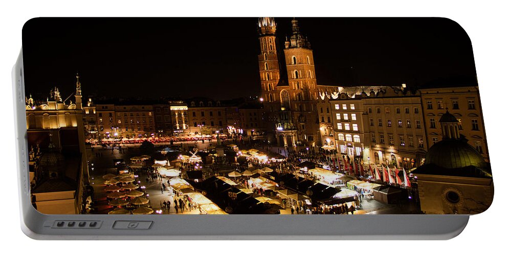 Celebration Portable Battery Charger featuring the photograph Krakow, Poland Main Square #3 by Greg Ochocki