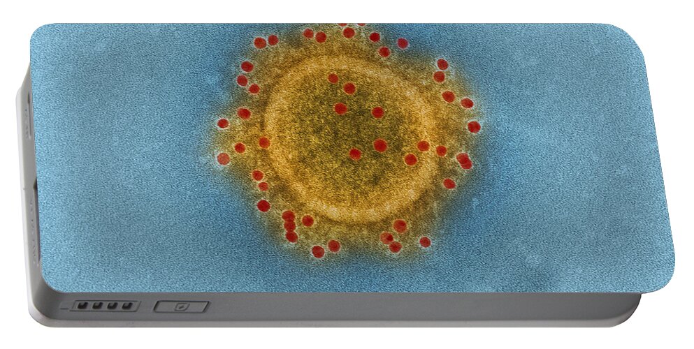 Science Portable Battery Charger featuring the photograph Mers Coronavirus Particles, Tem #3 by Science Source