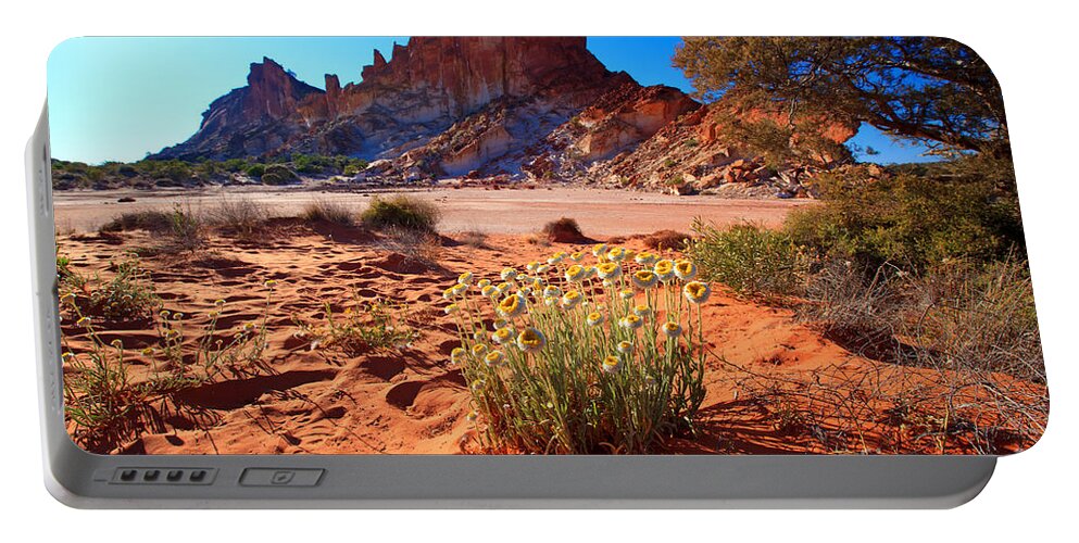 Rainbow Valley Sunrise Outback Landscape Central Australia Water Hole Northern Territory Australian Clay Pan Portable Battery Charger featuring the photograph Rainbow Valley #3 by Bill Robinson
