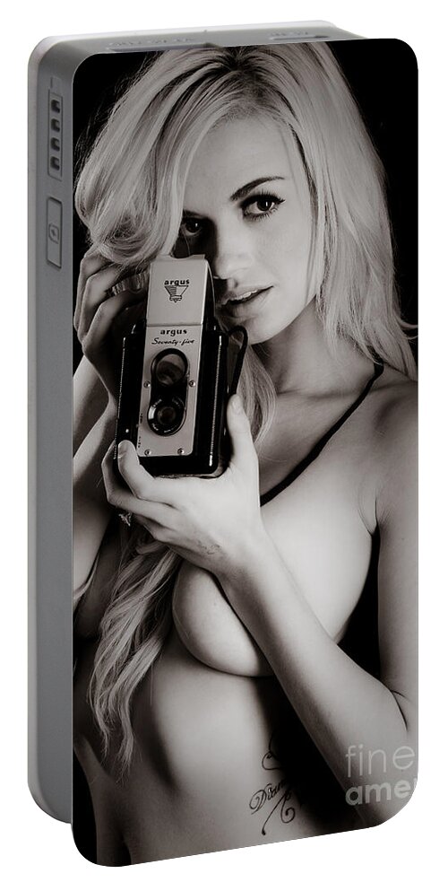 Skincare Portable Battery Charger featuring the photograph Sexy Photographer #3 by Jt PhotoDesign