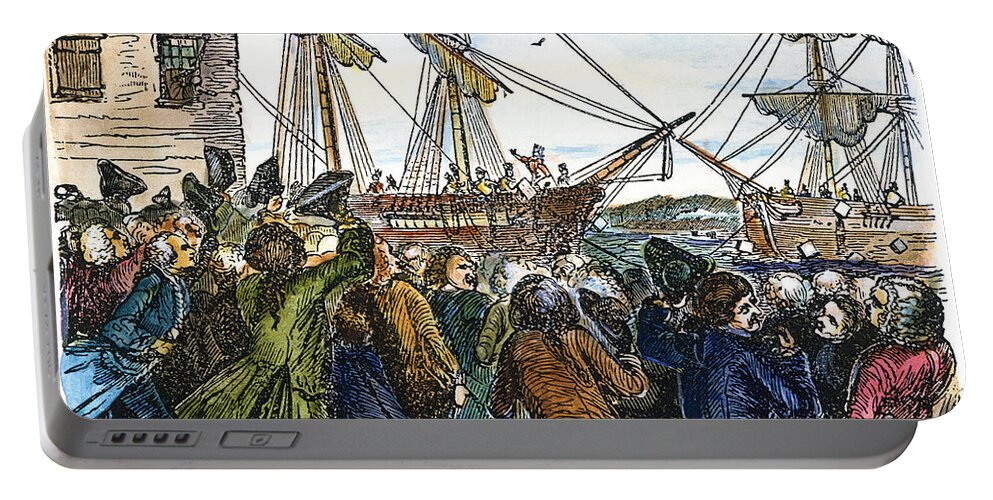 1773 Portable Battery Charger featuring the photograph The Boston Tea Party, 1773 #3 by Granger