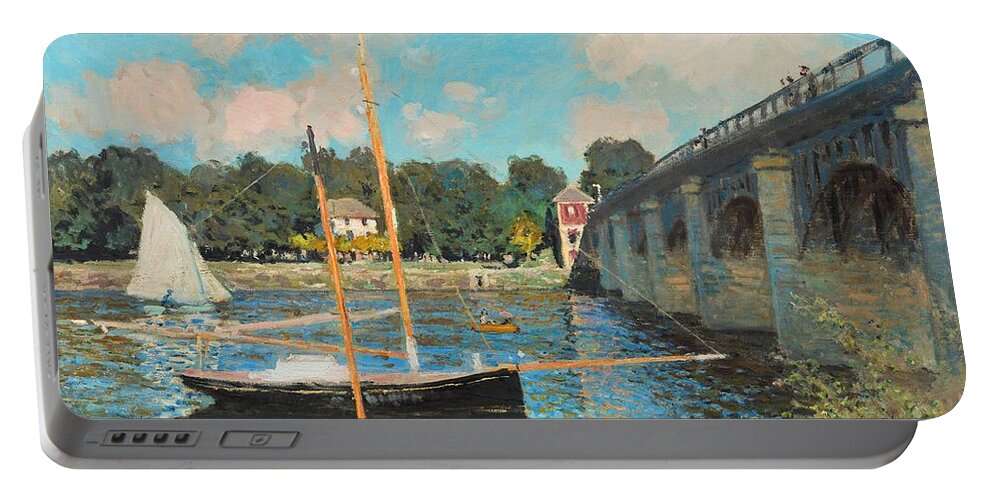 Claude Monet Portable Battery Charger featuring the painting The Bridge At Argenteuil #3 by Claude Monet
