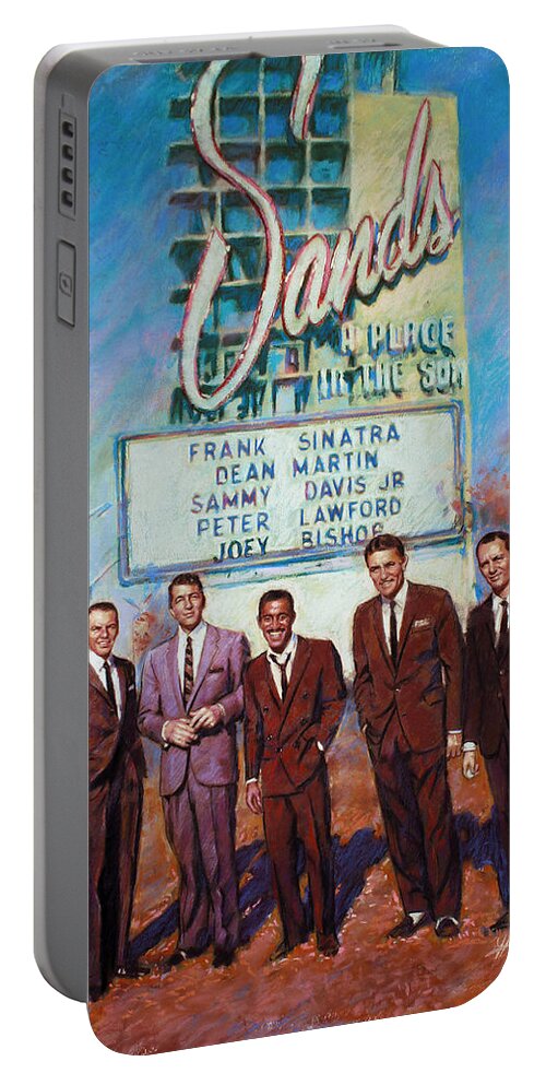 The Rat Pack Portable Battery Charger featuring the drawing The Rat Pack by Viola El