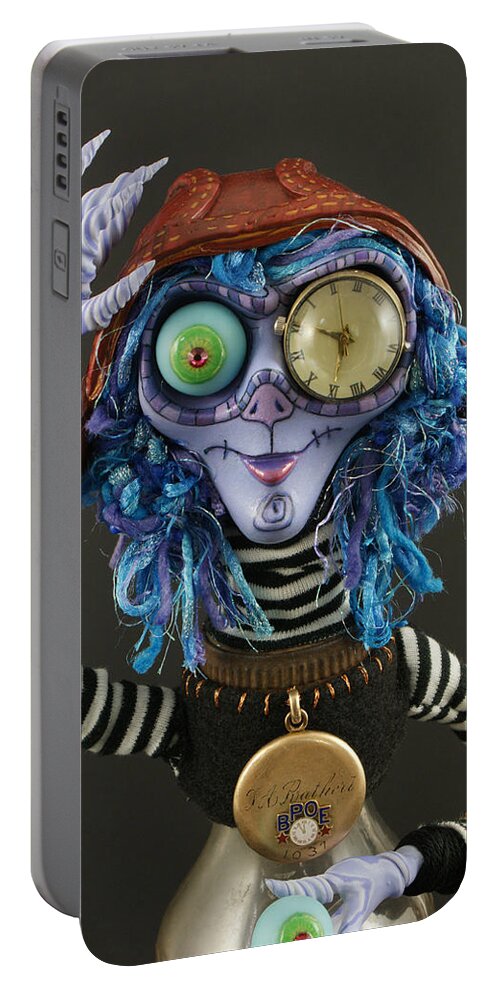 Time Collector Portable Battery Charger featuring the sculpture Time Collector #4 by Judy Henninger