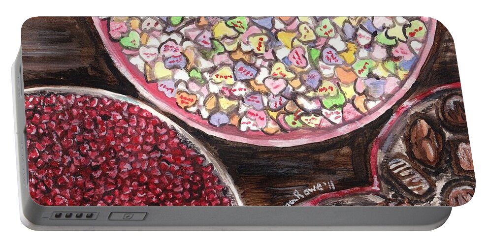 Candy Portable Battery Charger featuring the painting Valentines Day Candy by Shana Rowe Jackson