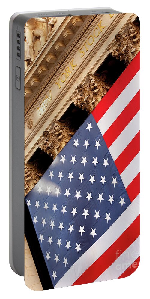 New York Portable Battery Charger featuring the photograph Wall Street Flag #4 by Brian Jannsen