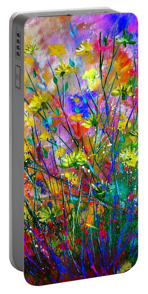 Flowers Portable Battery Charger featuring the painting Wild Flowers #3 by Pol Ledent