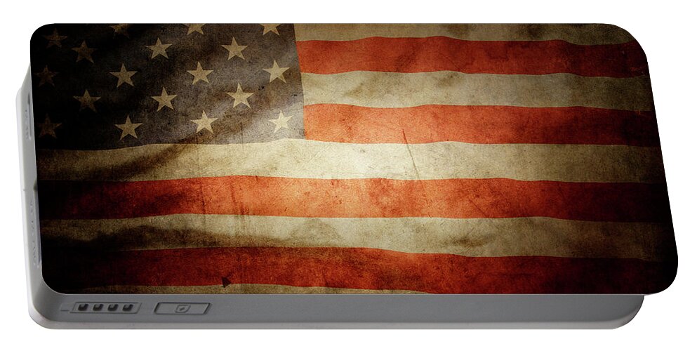 Flag Portable Battery Charger featuring the photograph Silky American flag No1 by Les Cunliffe