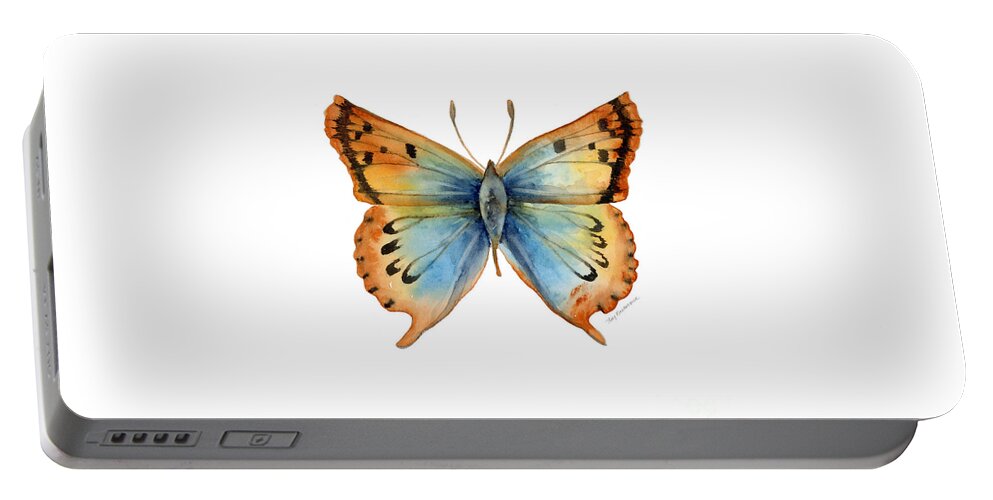Opal Portable Battery Charger featuring the painting 33 Opal Copper Butterfly by Amy Kirkpatrick
