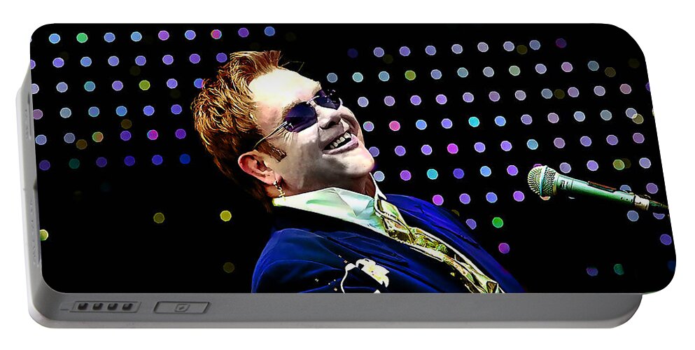 Elton John Photographs Mixed Media Portable Battery Charger featuring the mixed media Elton John #4 by Marvin Blaine