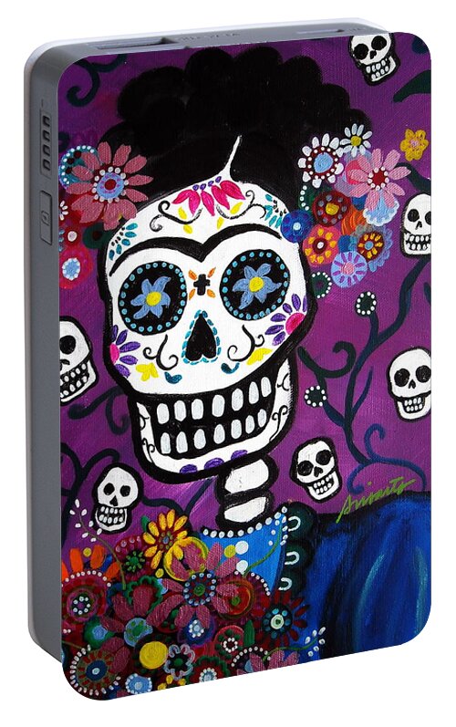 Dia Portable Battery Charger featuring the painting Frida Dia De Los Muertos #4 by Pristine Cartera Turkus