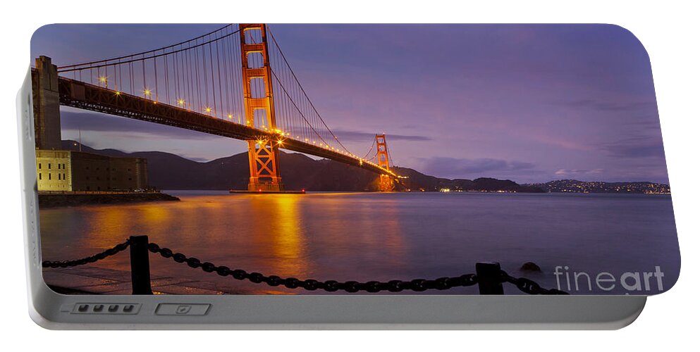 Golden Gate Bridge Portable Battery Charger featuring the photograph Golden Gate Bridge at Night #4 by B Christopher