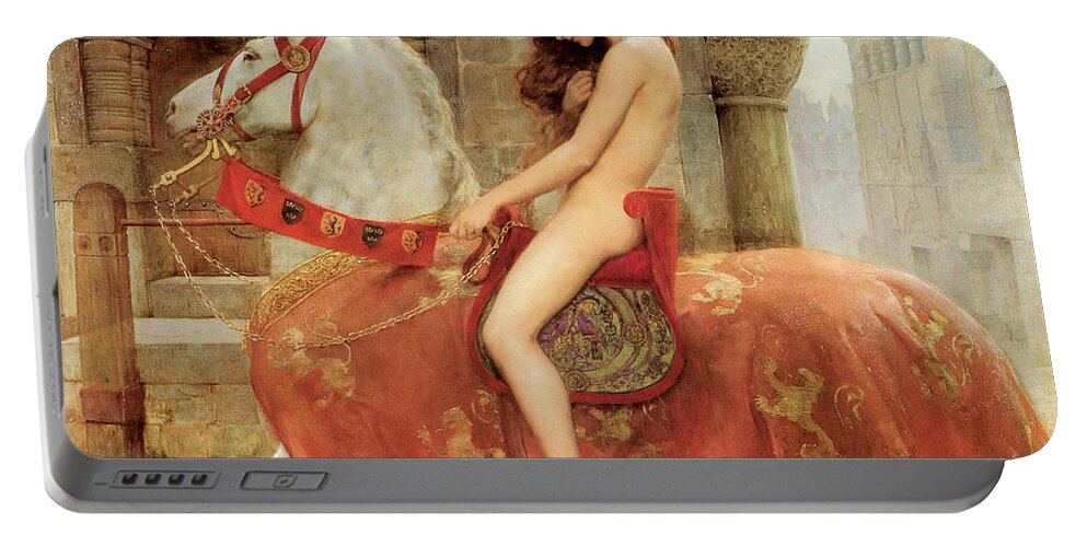 Lady Godiva Portable Battery Charger featuring the painting Lady Godiva by John Collier
