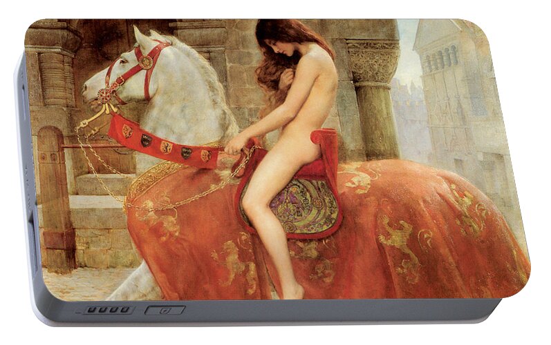 Lady Godiva Portable Battery Charger featuring the painting Lady Godiva #3 by John Collier