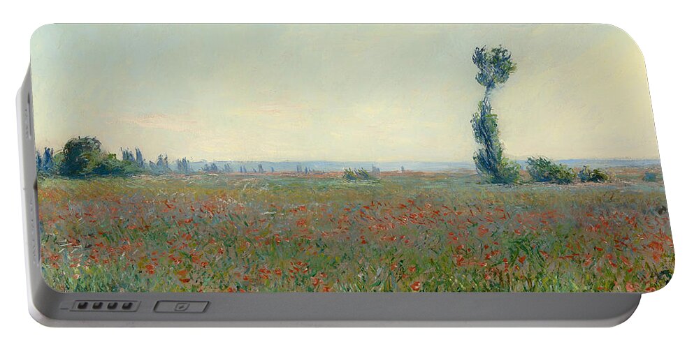 Claude Monet Portable Battery Charger featuring the painting Poppy Field #17 by Claude Monet