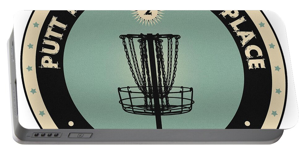 Frisbee Golf Portable Battery Charger featuring the digital art Putt Plastic In Its Place #1 by Phil Perkins