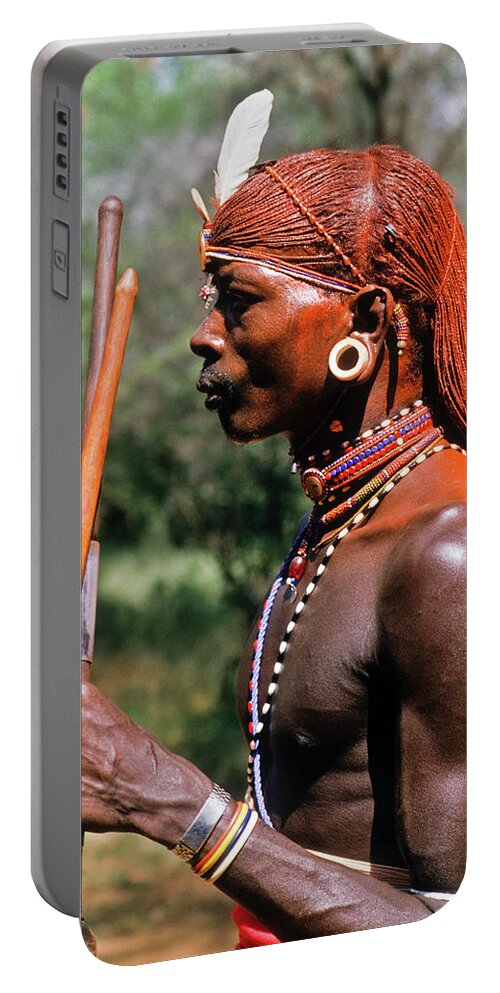 Africa Portable Battery Charger featuring the photograph Samburu Warrior #4 by Michele Burgess