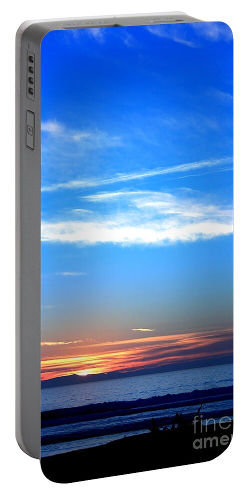 Abstract Portable Battery Charger featuring the photograph Sunset Ocean Blue #4 by Henrik Lehnerer