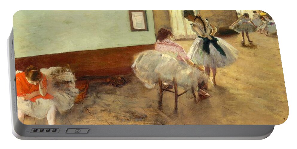 Degas Portable Battery Charger featuring the painting The Dance Lesson #4 by Edgar Degas