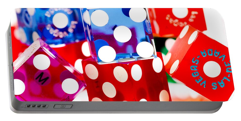 Las Vegas Portable Battery Charger featuring the photograph Colorful Dice #5 by Raul Rodriguez