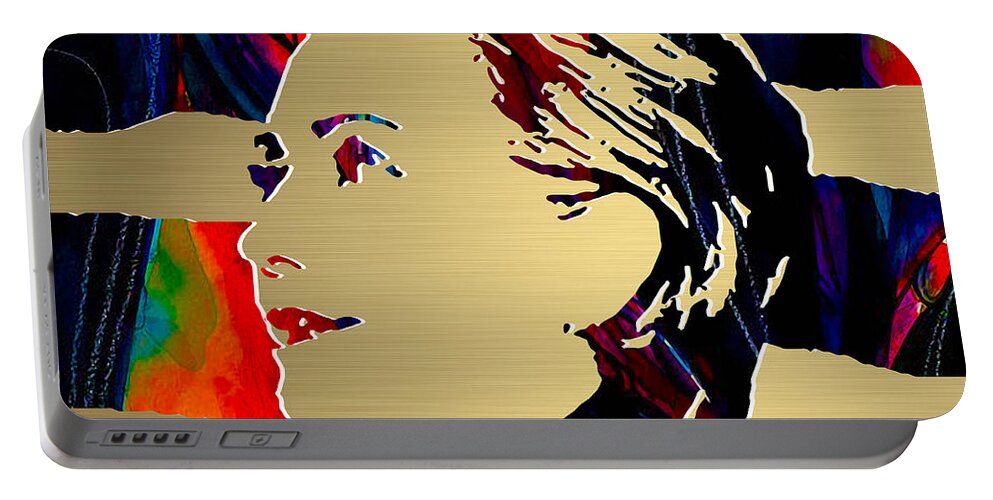 Hillary Clinton Paintings Mixed Media Portable Battery Charger featuring the mixed media Hillary Clinton Gold Series #1 by Marvin Blaine