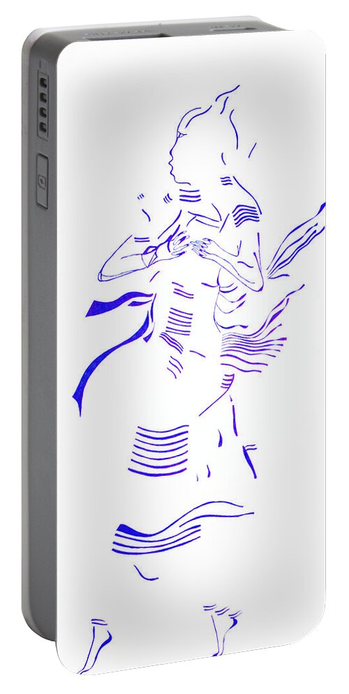 Jesus Portable Battery Charger featuring the drawing Kiganda dance- Uganda #5 by Gloria Ssali