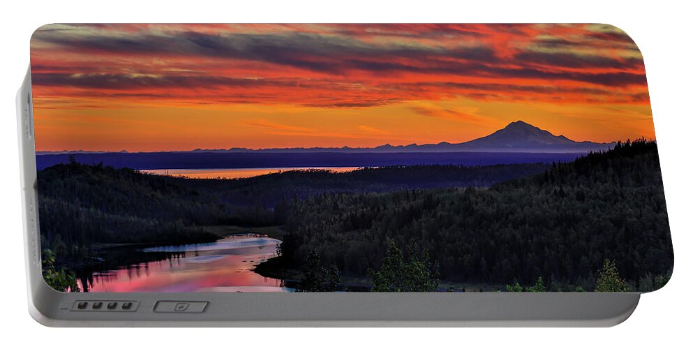 Photography Portable Battery Charger featuring the photograph Mt Redoubt Volcano At Skilak Lake #5 by Panoramic Images