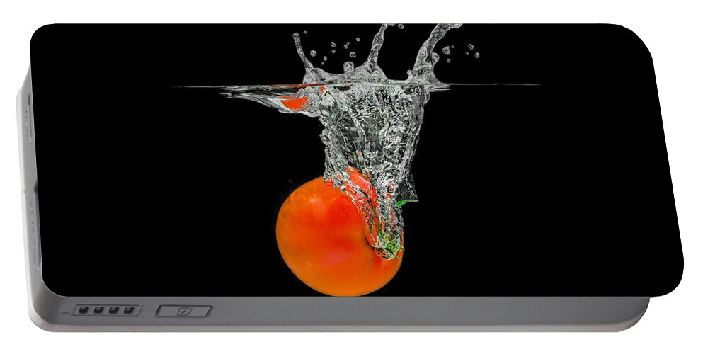 Diet Portable Battery Charger featuring the photograph Splashing Tomato #5 by Peter Lakomy