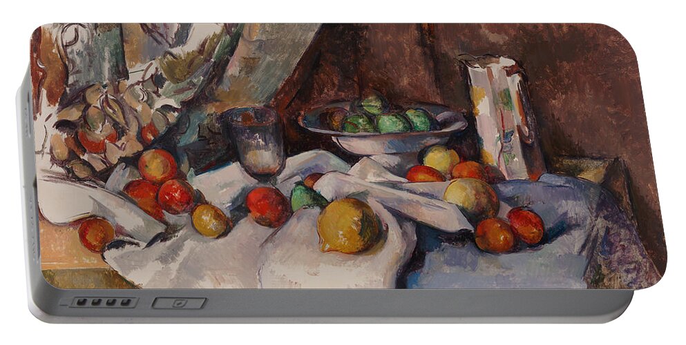 Still Life With Apples Portable Battery Charger featuring the painting Still Life with Apples #15 by Paul Cezanne
