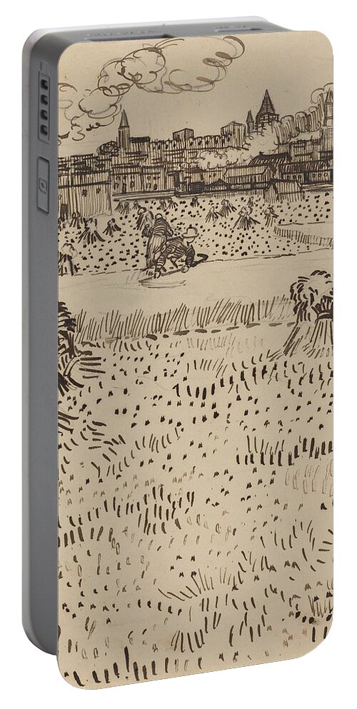 Van Gogh Portable Battery Charger featuring the drawing The Harvest #5 by Vincent van Gogh