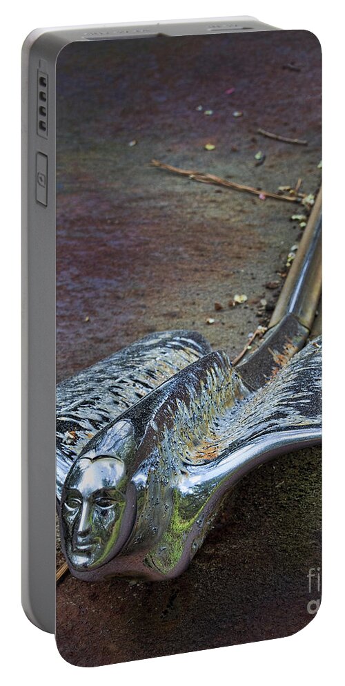 Ken Johnson Portable Battery Charger featuring the photograph 50s Cadillac Hood Ornament #2 by Ken Johnson