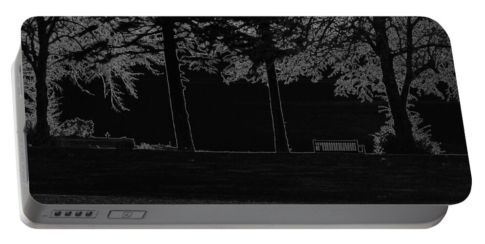 Bench Portable Battery Charger featuring the digital art A bench and path on the shore of Loch Ness in Scotland #6 by Ashish Agarwal