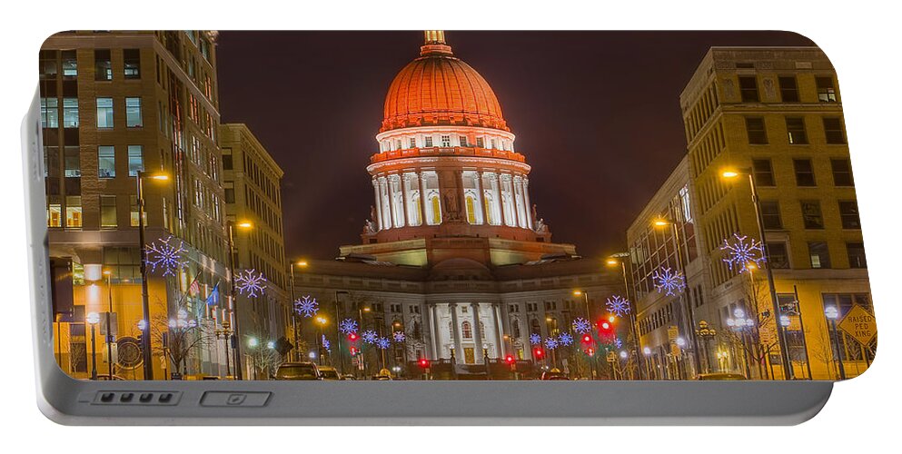 Capitol Portable Battery Charger featuring the photograph Madison capitol #3 by Steven Ralser