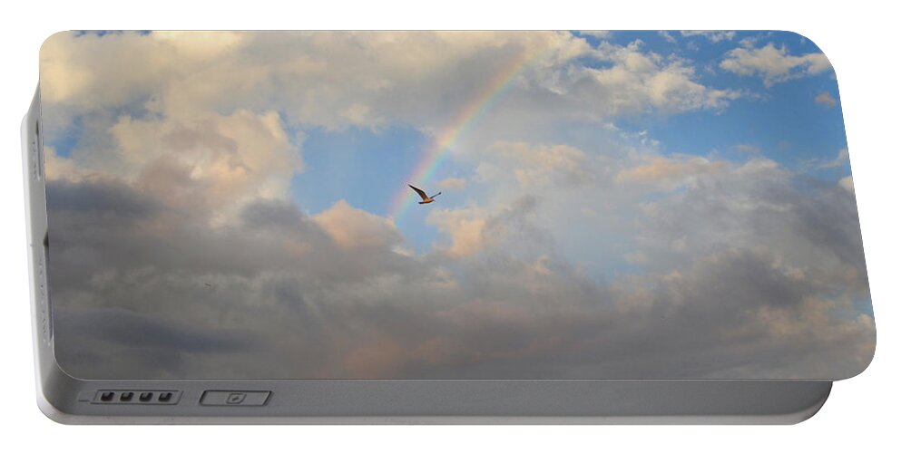 Rainbow Portable Battery Charger featuring the photograph 6- Rainbow and Seagull by Joseph Keane