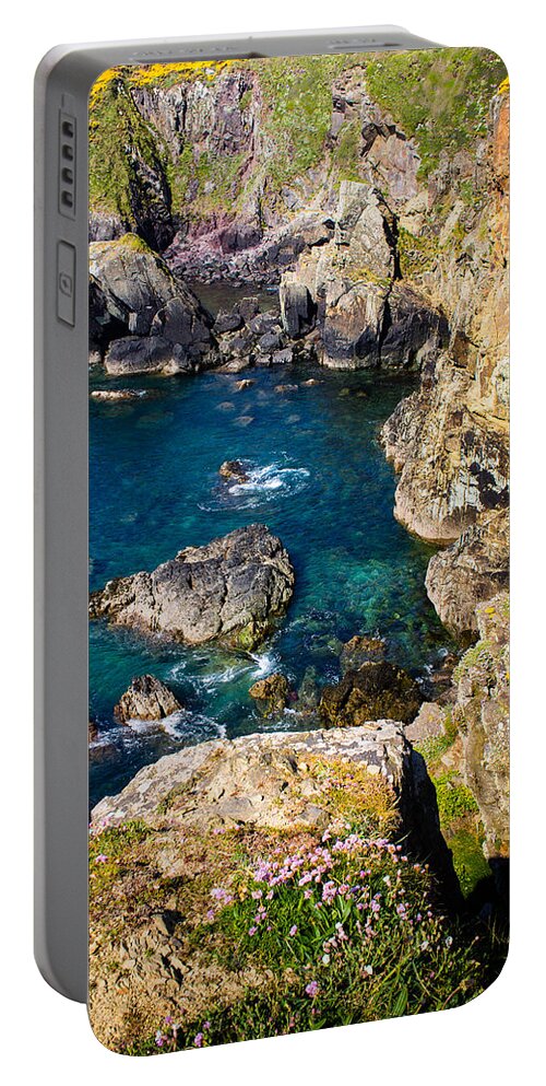 Armeria Maritima Portable Battery Charger featuring the photograph St Non's Bay Pembrokeshire #6 by Mark Llewellyn