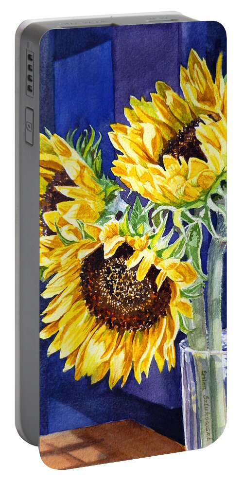 Sunflowers Portable Battery Charger featuring the painting Sunflowers #4 by Irina Sztukowski
