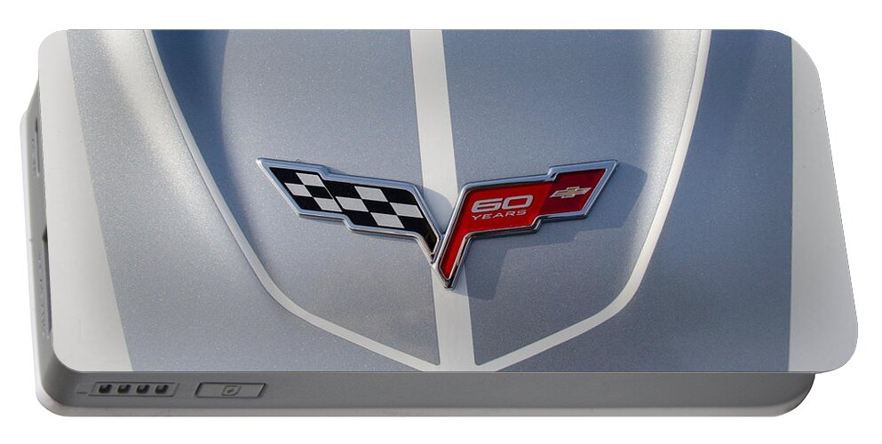 2013 Corvette Portable Battery Charger featuring the photograph 60 Years Old in Silver by Guy Whiteley
