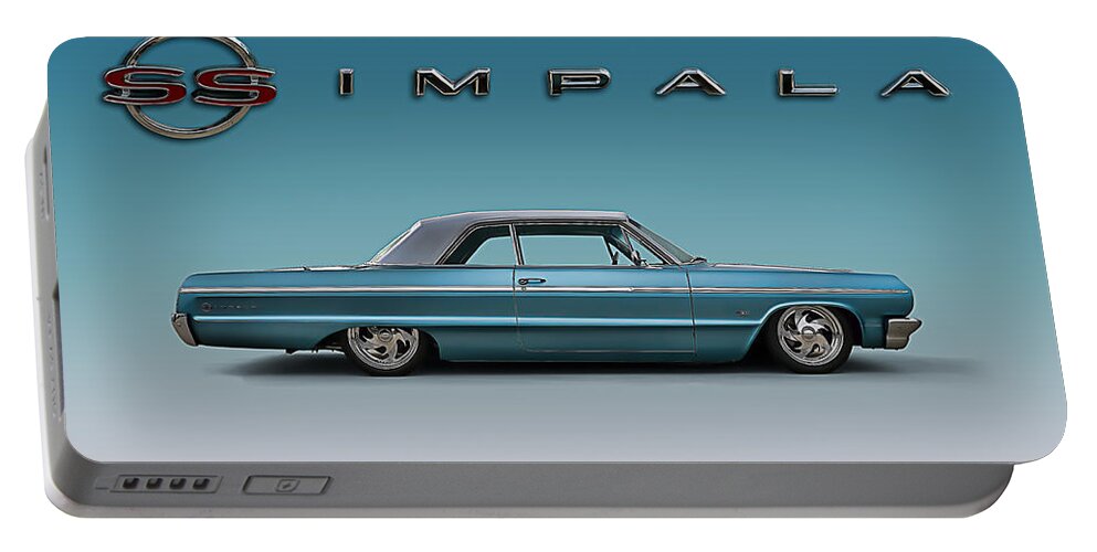 Impala Portable Battery Charger featuring the digital art '64 Impala SS #64 by Douglas Pittman