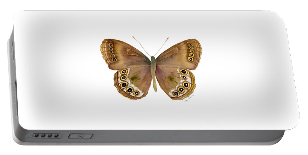 Woodland Brown Butterfly Portable Battery Charger featuring the painting 64 Woodland Brown Butterfly by Amy Kirkpatrick