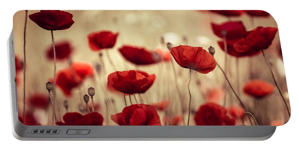 Poppy Portable Battery Charger featuring the photograph Summer Poppy #7 by Nailia Schwarz