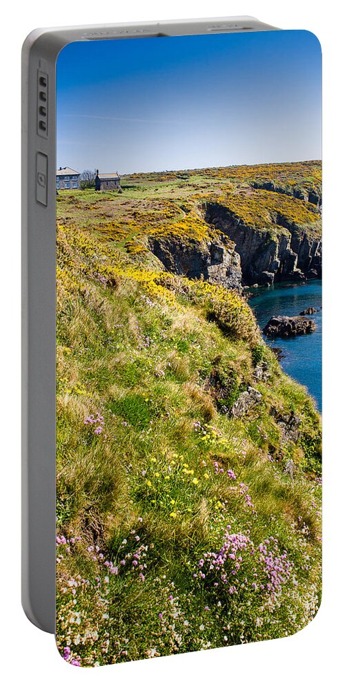 Armeria Maritima Portable Battery Charger featuring the photograph St Non's Bay Pembrokeshire #8 by Mark Llewellyn