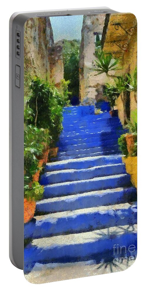 Symi Portable Battery Charger featuring the painting Symi island #6 by George Atsametakis