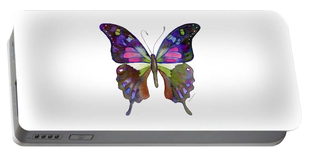 Colorful Butterfly Portable Battery Charger featuring the painting 98 Graphium Weiskei Butterfly by Amy Kirkpatrick