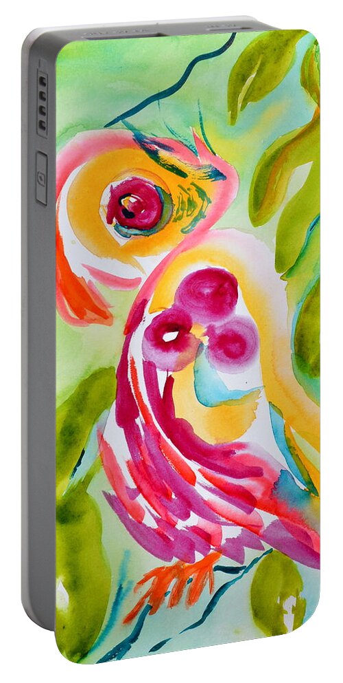 Bird Portable Battery Charger featuring the painting A Comforting Sweet Bird Watches Over You by Beverley Harper Tinsley