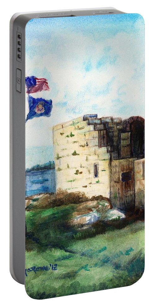 Fort Portable Battery Charger featuring the painting A Fort in Maine by Shana Rowe Jackson