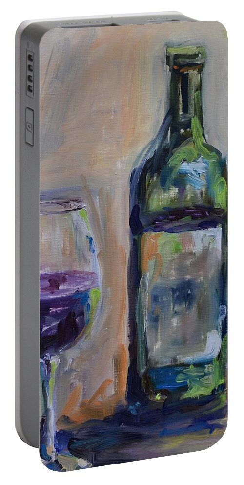 Wine Portable Battery Charger featuring the painting A Good Pour by Donna Tuten