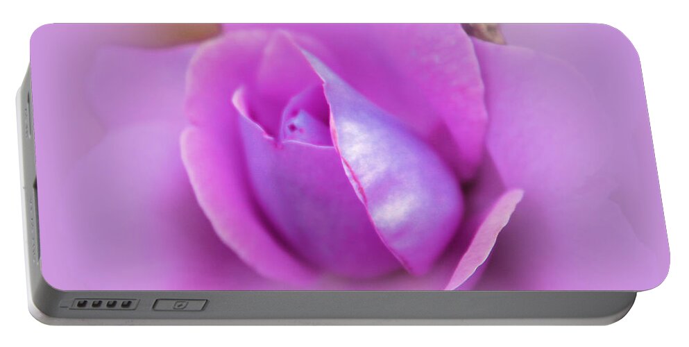 Rose Portable Battery Charger featuring the photograph A Hint of Lavender Rose by Judy Palkimas