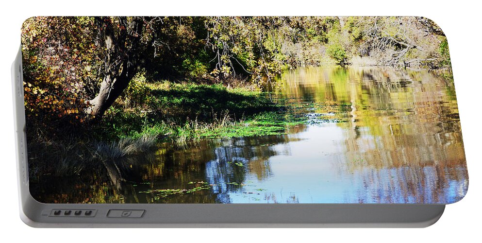 River Portable Battery Charger featuring the photograph A Lazy River by Pamela Patch