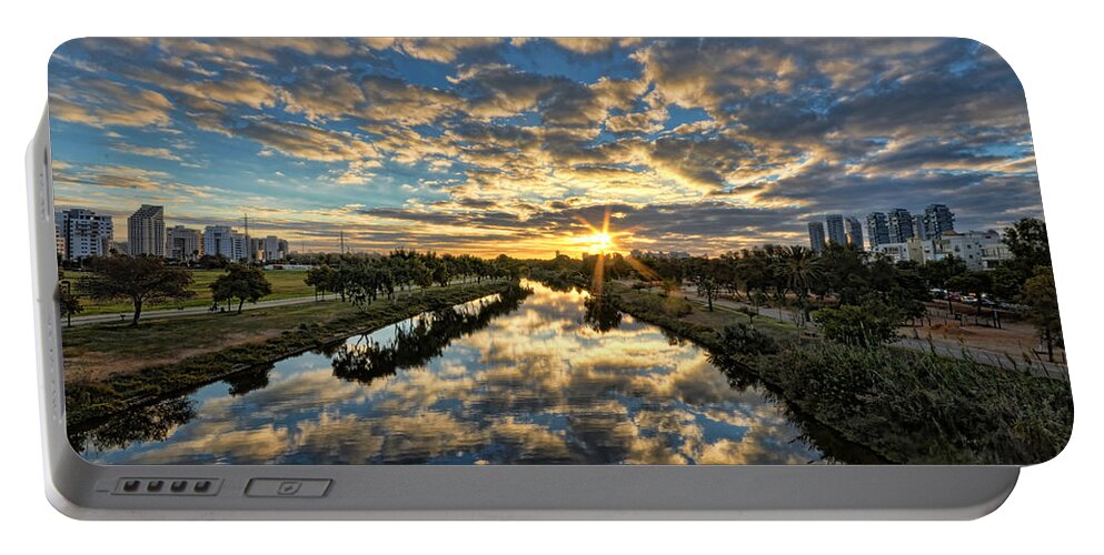 Israel Portable Battery Charger featuring the photograph A Magical Marshmallow Sunrise by Ron Shoshani